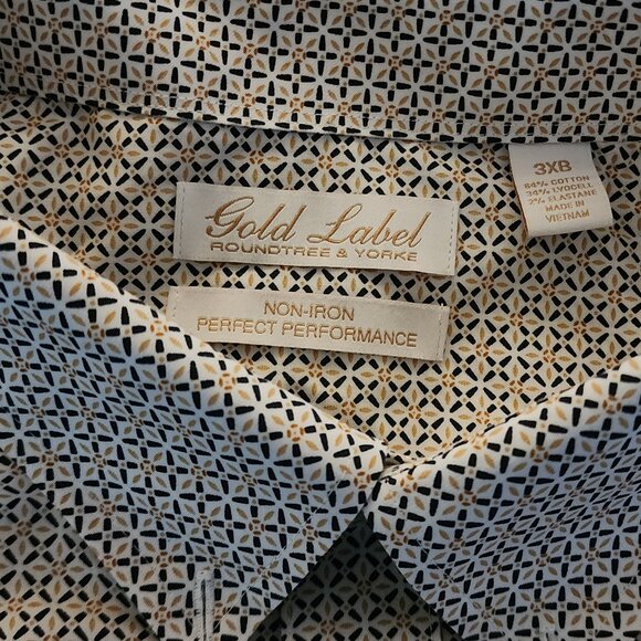 Gold Label Roundtree & Yorke Big & Tall Non-Iron Long Sleeve Geometric X Print S - Picture 2 of 3